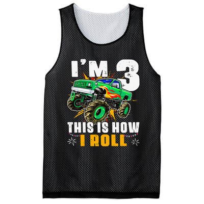 I'm 3 This is how I roll Monster Truck 3rd Birthday Mesh Reversible Basketball Jersey Tank