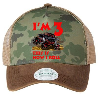 I'm 3 This Is How I Roll Monster Truck Legacy Tie Dye Trucker Hat