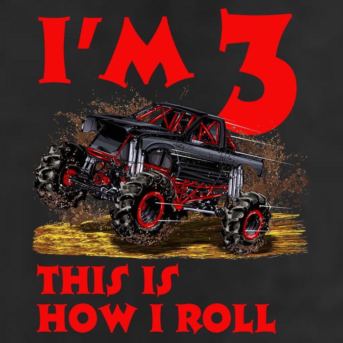 I'm 3 This Is How I Roll Monster Truck 7 Panel Mesh Trucker Snapback Hat