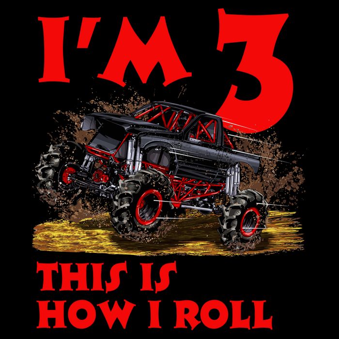 I'm 3 This Is How I Roll Monster Truck Sustainable Beanie