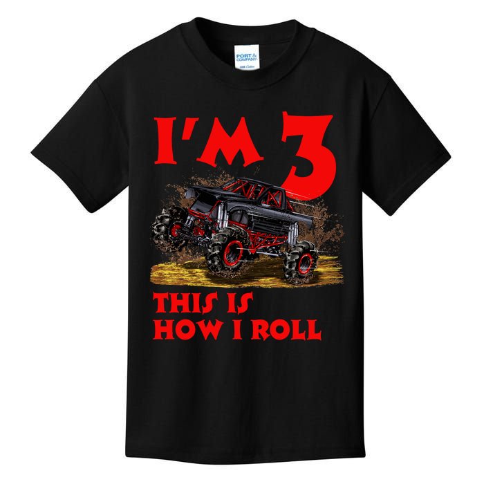 I'm 3 This Is How I Roll Monster Truck Kids T-Shirt