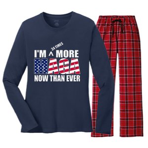 IM 34 Times More Maga Now Than Ever Felon Trump 2024 Women's Long Sleeve Flannel Pajama Set 