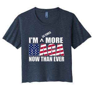 IM 34 Times More Maga Now Than Ever Felon Trump 2024 Women's Crop Top Tee