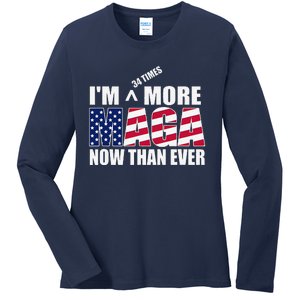 IM 34 Times More Maga Now Than Ever Felon Trump 2024 Ladies Long Sleeve Shirt