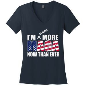 IM 34 Times More Maga Now Than Ever Felon Trump 2024 Women's V-Neck T-Shirt