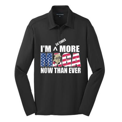 IM 34 Times More Maga Now Than Ever Felon Trump 2024 Silk Touch Performance Long Sleeve Polo