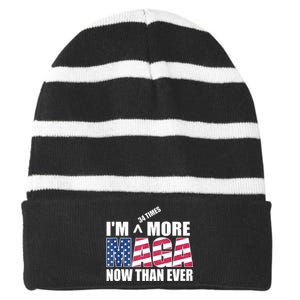 IM 34 Times More Maga Now Than Ever Felon Trump 2024 Striped Beanie with Solid Band