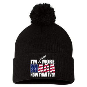 IM 34 Times More Maga Now Than Ever Felon Trump 2024 Pom Pom 12in Knit Beanie