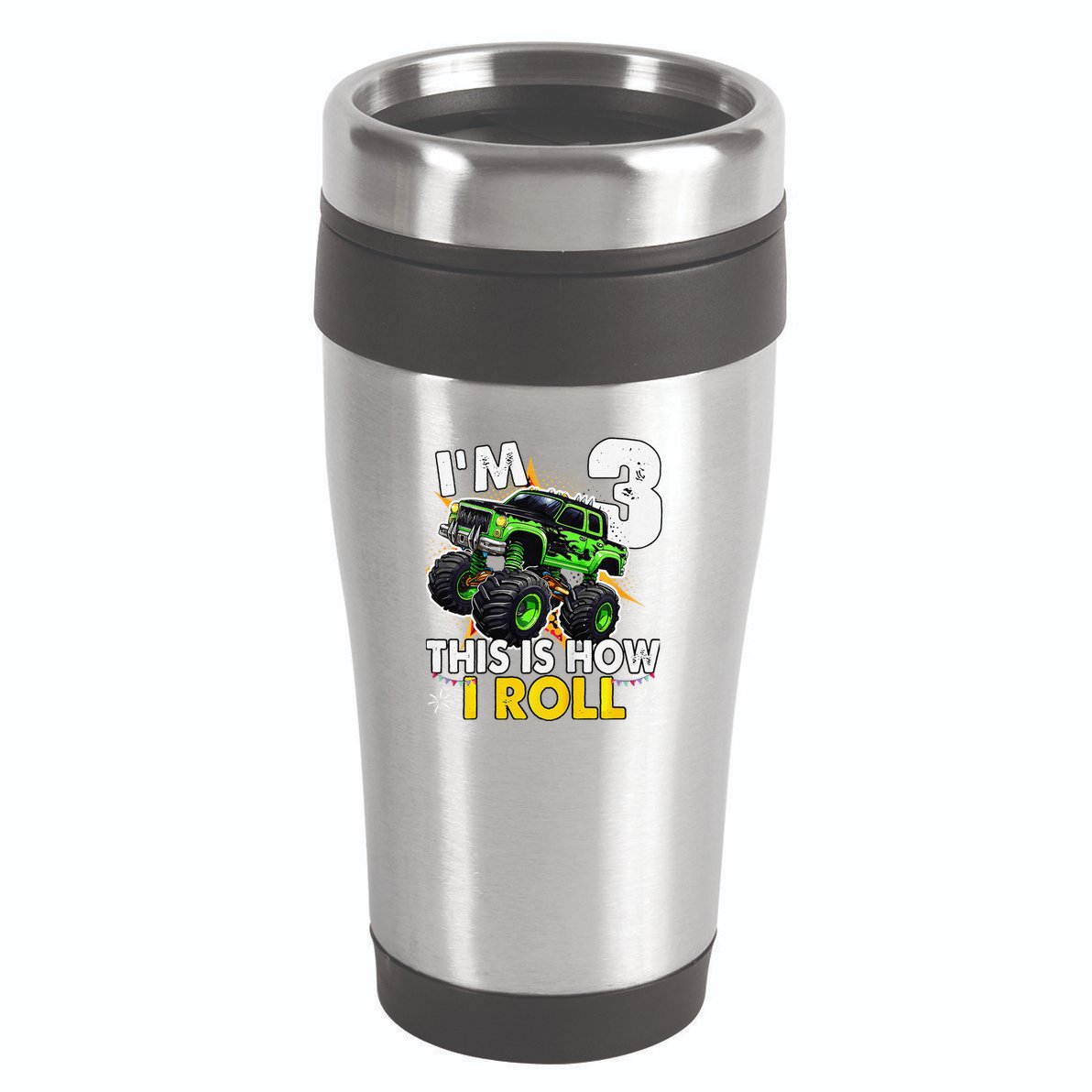 IM 3 This Is How I Roll Monster Truck 3rd Birthday 16oz Travel Tumbler