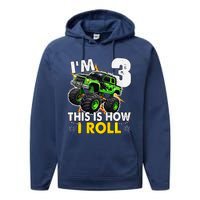 IM 3 This Is How I Roll Monster Truck 3rd Birthday Performance Fleece Hoodie