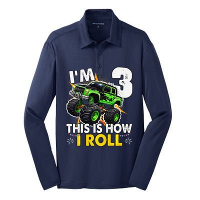 IM 3 This Is How I Roll Monster Truck 3rd Birthday Silk Touch Performance Long Sleeve Polo