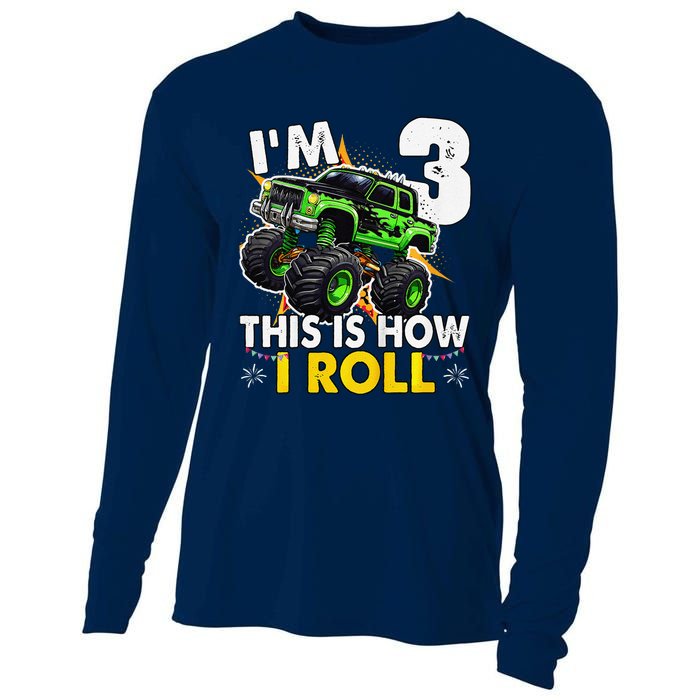 IM 3 This Is How I Roll Monster Truck 3rd Birthday Cooling Performance Long Sleeve Crew