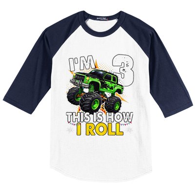 IM 3 This Is How I Roll Monster Truck 3rd Birthday Baseball Sleeve Shirt