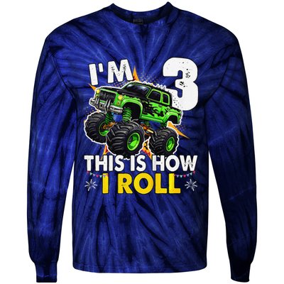 IM 3 This Is How I Roll Monster Truck 3rd Birthday Tie-Dye Long Sleeve Shirt