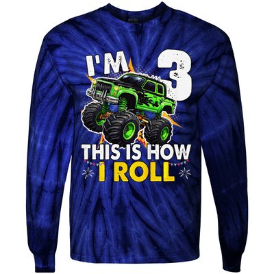 IM 3 This Is How I Roll Monster Truck 3rd Birthday Tie-Dye Long Sleeve Shirt