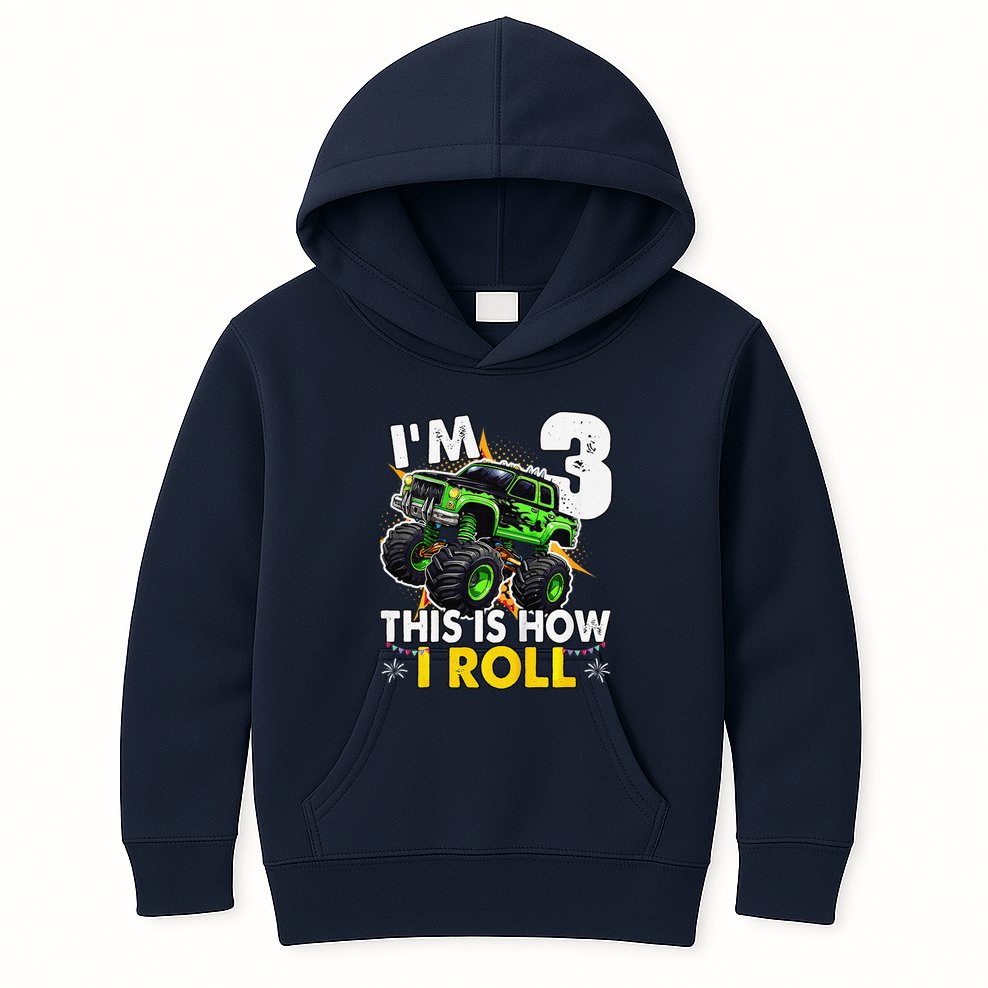 IM 3 This Is How I Roll Monster Truck 3rd Birthday Kids Hoodie
