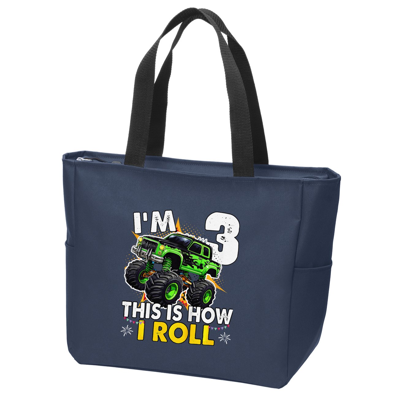 IM 3 This Is How I Roll Monster Truck 3rd Birthday Zip Tote Bag