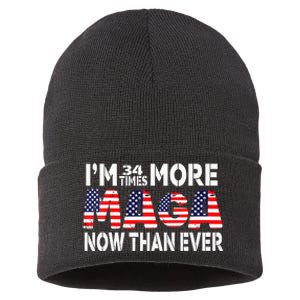 Im 34 Times More Maga Now Than Ever Felon Trump 2024 Sustainable Knit Beanie