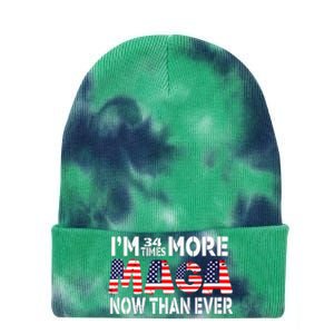 Im 34 Times More Maga Now Than Ever Felon Trump 2024 Tie Dye 12in Knit Beanie