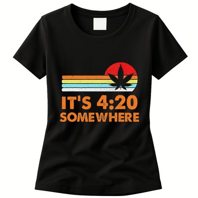 Its 420 420 Somewhere Weed Cannibis Marijuana Gift Stoner Womens T-Shirt