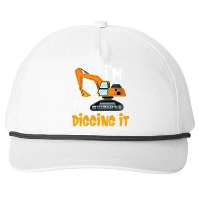  I'm 4 and digging it Excavator 4th Birthday Boy Gift I'm 4 Snapback Five-Panel Rope Hat