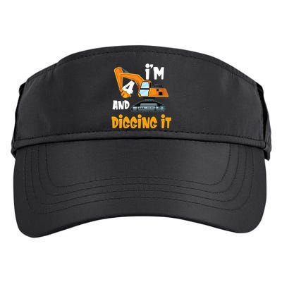  I'm 4 and digging it Excavator 4th Birthday Boy Gift I'm 4 Adult Drive Performance Visor