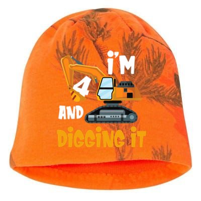  I'm 4 and digging it Excavator 4th Birthday Boy Gift I'm 4 Kati - Camo Knit Beanie