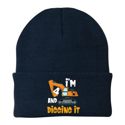  I'm 4 and digging it Excavator 4th Birthday Boy Gift I'm 4 Knit Cap Winter Beanie