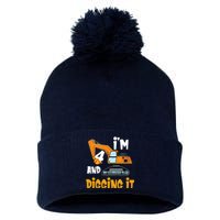  I'm 4 and digging it Excavator 4th Birthday Boy Gift I'm 4 Pom Pom 12in Knit Beanie