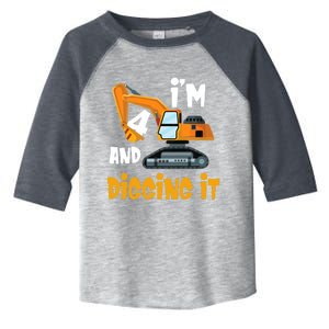  I'm 4 and digging it Excavator 4th Birthday Boy Gift I'm 4 Toddler Fine Jersey T-Shirt