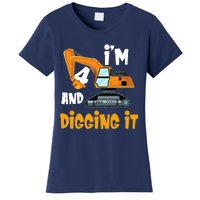  I'm 4 and digging it Excavator 4th Birthday Boy Gift I'm 4 Women's T-Shirt