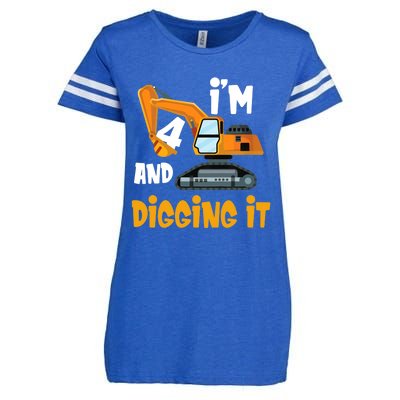  I'm 4 and digging it Excavator 4th Birthday Boy Gift I'm 4 Enza Ladies Jersey Football T-Shirt