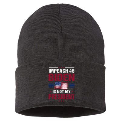 Impeach 46 Biden Is Not My President Anti Joe Biden Sustainable Knit Beanie