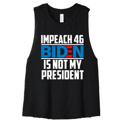 Impeach 46 Biden Is Not My President Anti Joe Biden Women's Racerback Cropped Tank