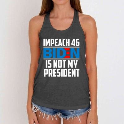 Impeach 46 Biden Is Not My President Anti Joe Biden Women's Knotted Racerback Tank