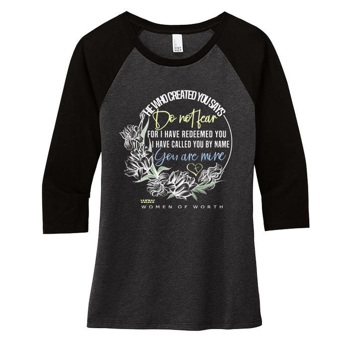 Isaiah 43:1 Bible Verse Do Not Fear Women's Tri-Blend 3/4-Sleeve Raglan Shirt