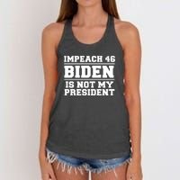 Impeach 46 Biden Is Not My President Anti Joe Biden Women's Knotted Racerback Tank