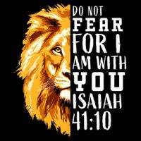 Isaiah 41:10 Do Not Fear For I Am With You. Lion Fear Scripture Christian T-Shirt