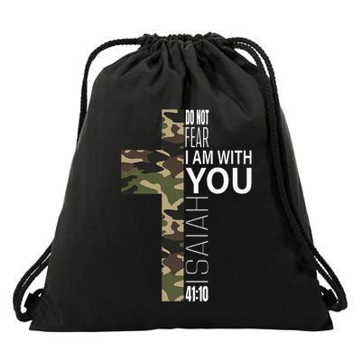 Isaiah 4110 Do Not Fear Faith Christian Verse Camo Easter Drawstring Bag