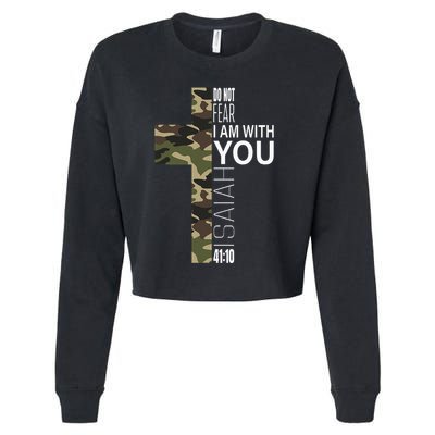 Isaiah 4110 Do Not Fear Faith Christian Verse Camo Easter Cropped Pullover Crew