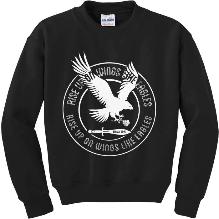 Isaiah 4031 Eagle logo Kids Sweatshirt