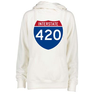 Interstate 420 Highway Marijuana Hashish Women Funny Womens Funnel Neck Pullover Hood