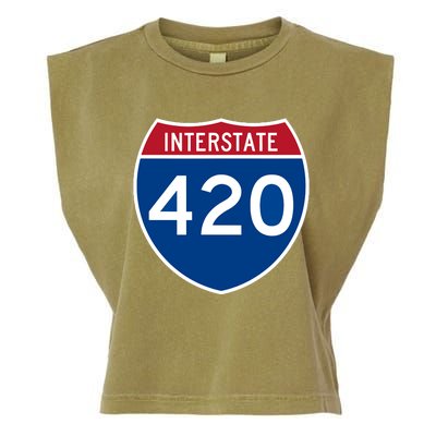 Interstate 420 Highway Marijuana Hashish Women Funny Garment-Dyed Women's Muscle Tee