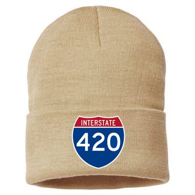 Interstate 420 Highway Marijuana Hashish Women Funny Sustainable Knit Beanie