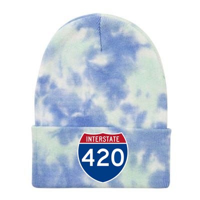 Interstate 420 Highway Marijuana Hashish Women Funny Tie Dye 12in Knit Beanie