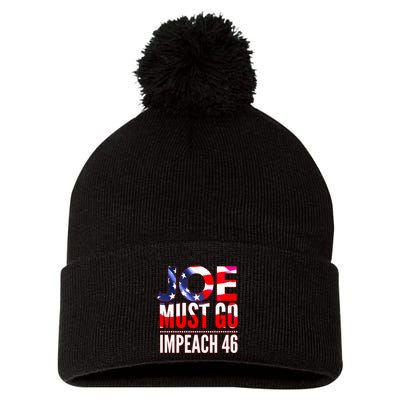 Impeach 46 Joe Must Go Anti Biden Republican Anti Biden Pom Pom 12in Knit Beanie