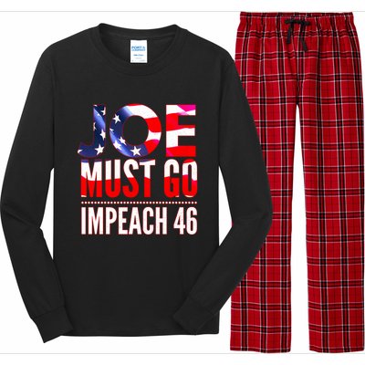 Impeach 46 Joe Must Go Anti Biden Republican Antibiden Gift Long Sleeve Pajama Set