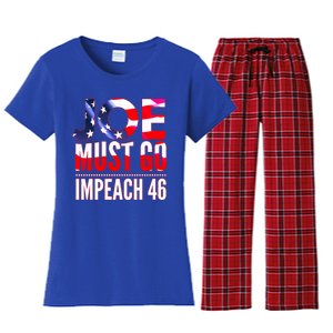 Impeach 46 Joe Must Go Anti Biden Republican Antibiden Gift Women's Flannel Pajama Set