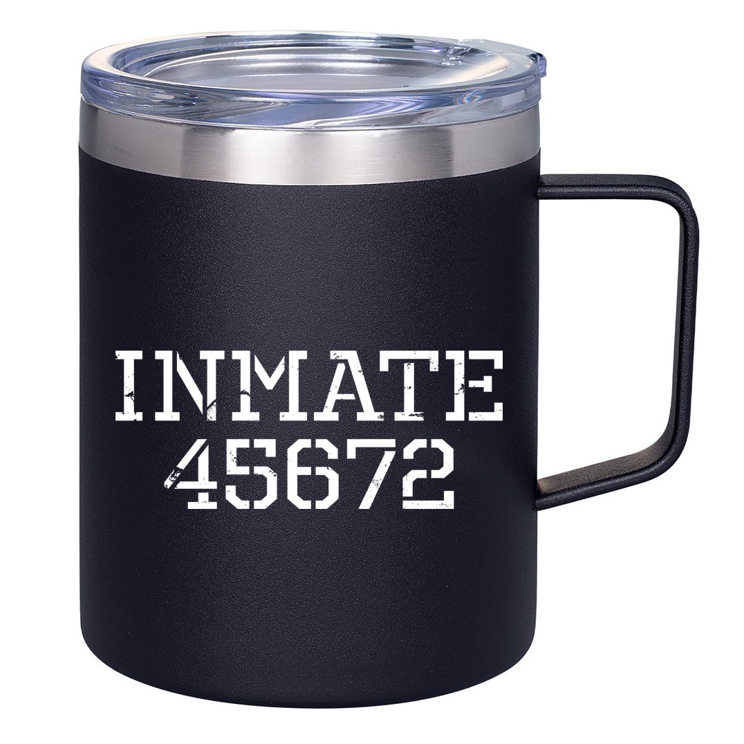 Inmate 45672 Jail Halloween Costume 12oz Stainless Steel Coffee Mug