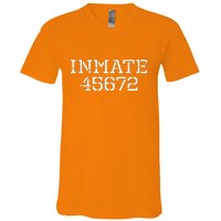 Inmate 45672 Jail Halloween Costume V-Neck T-Shirt